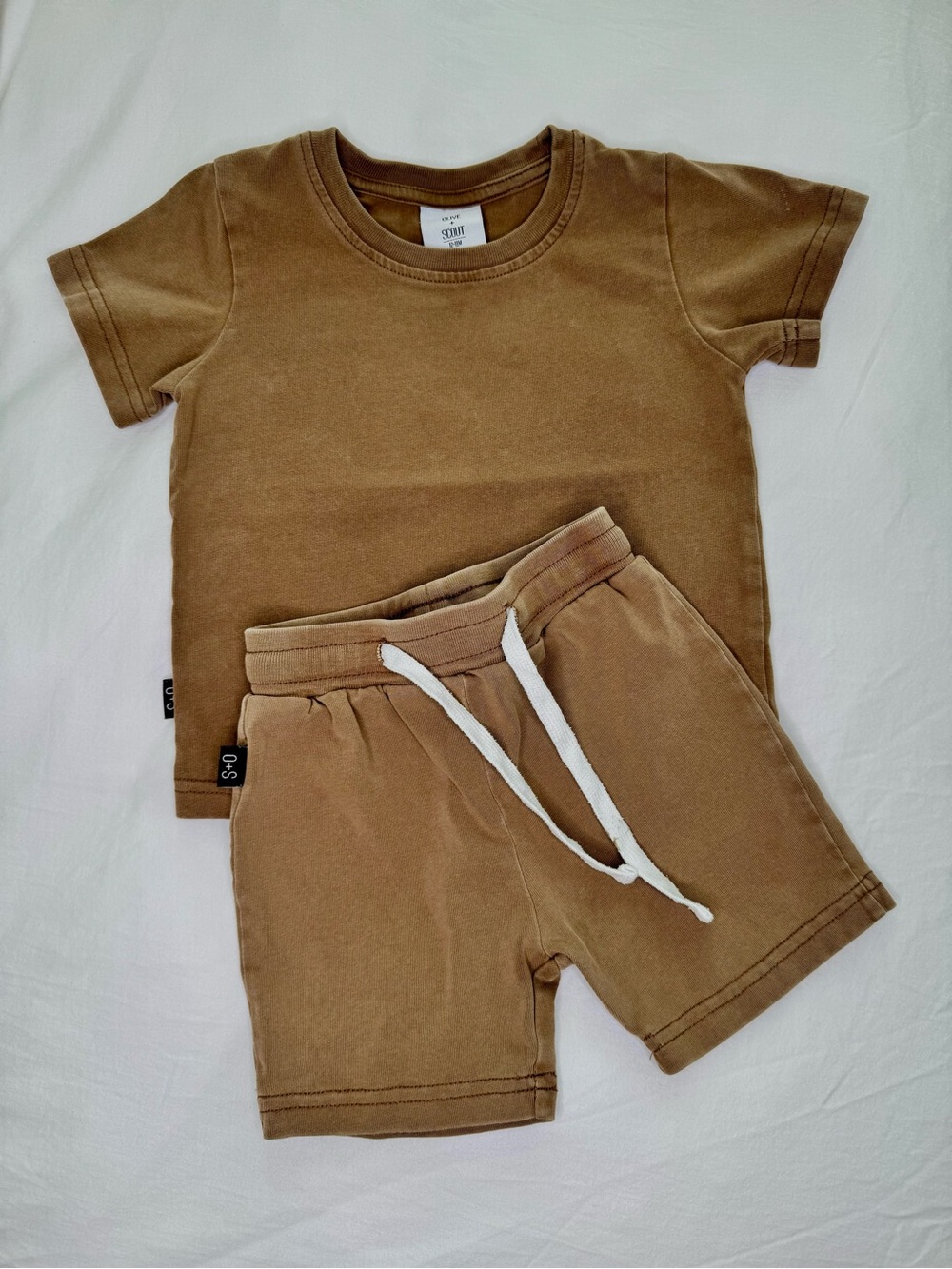 Toddler Short Sleeve Tee & Drawstring Shorts Set - Brown